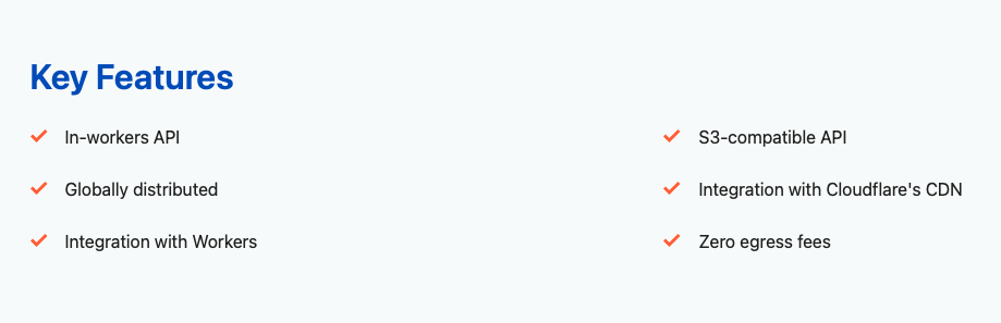 Cloudflare R2 features
