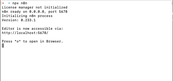 Running npx n8n command
